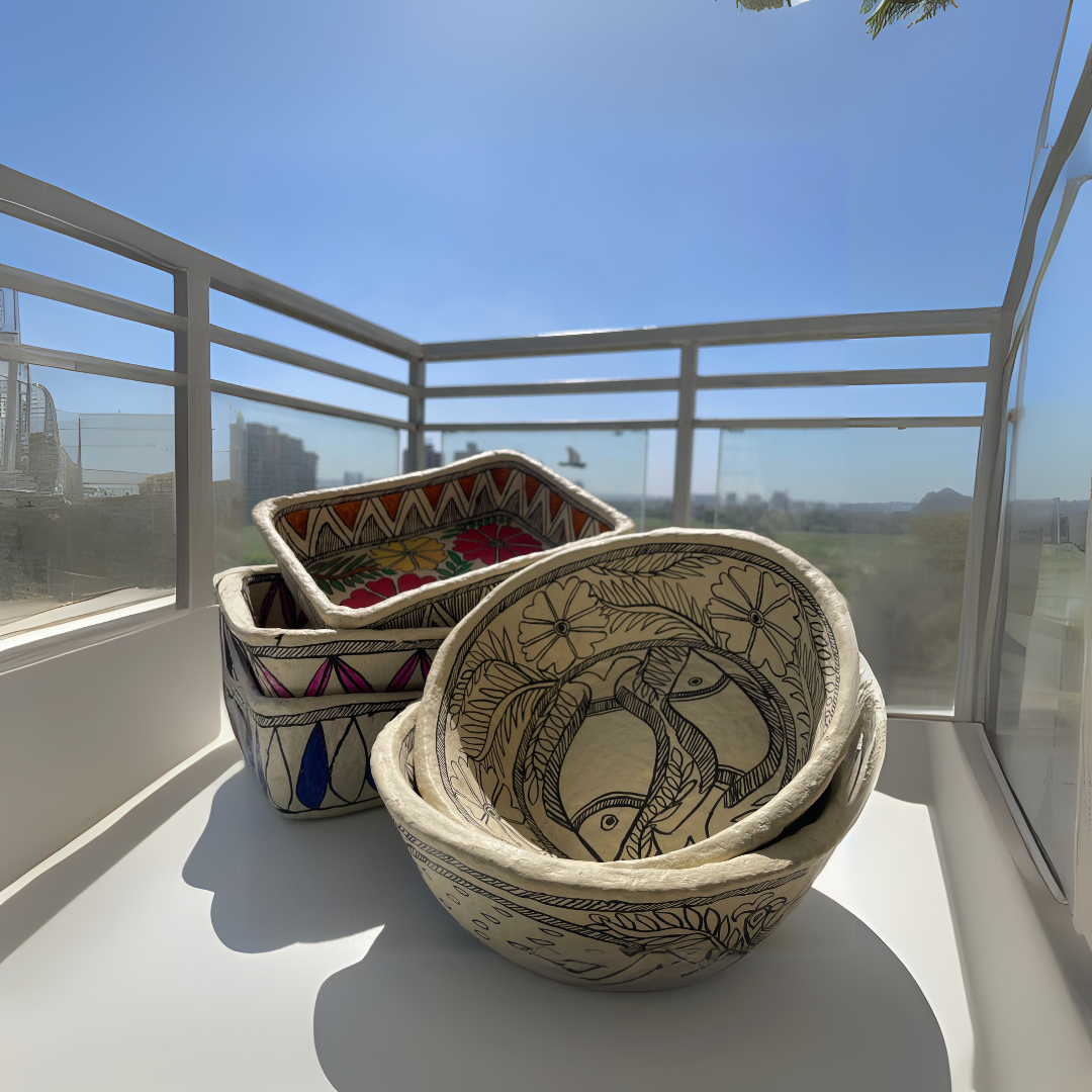 Papie Machę Bowl organisers I Handbloom I Fish bowl