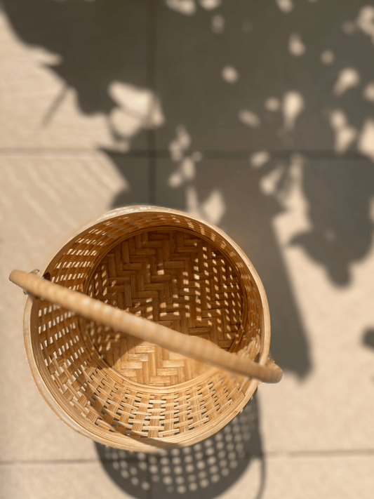 Handwoven Bamboo Basket 🧺 ⎢Caddy ⎢Natural Beige