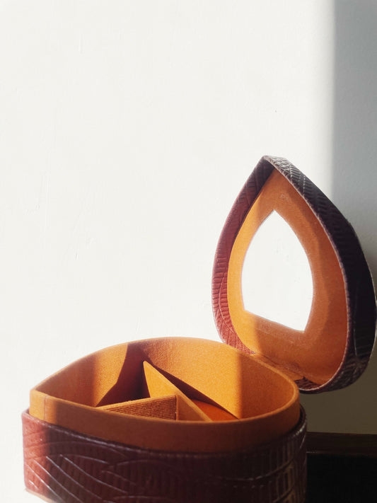 Heart Shaped Brown Batik - Jewellery Box