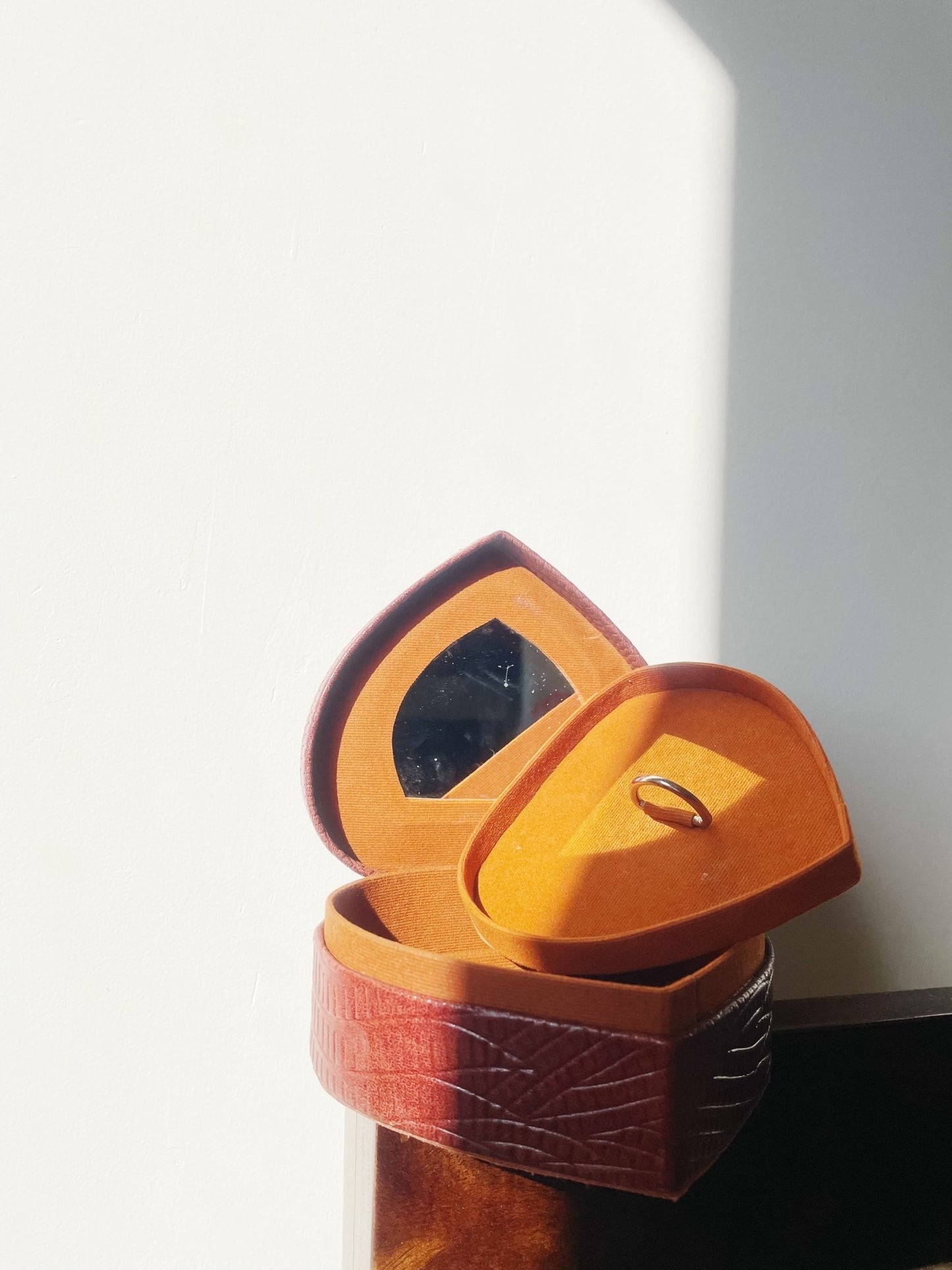 Heart Shaped Brown Batik - Jewellery Box