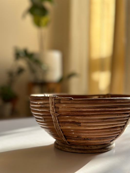 Coiled cane fruit bowl - Small
