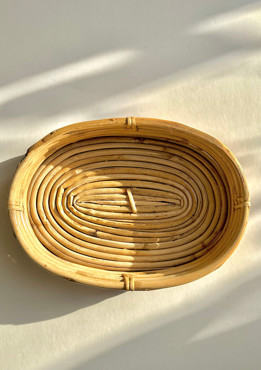 Coiled cane serving tray